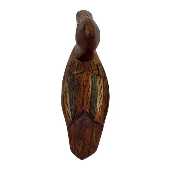 Vintage Hand-Carved Wood Duck Figurine – Rustic Folk Art Décor, Solid Wood Decoy - Picture 4 of 6